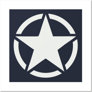 WW2 US Army logo (white star in a circle) Posters and Art